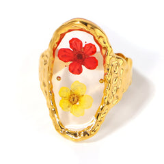 Dried Flower Resin Open Ring