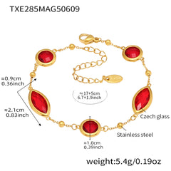 Gold-Tone Faceted Glass Link Bracelet