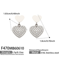 18K Gold-Plated Cubic Zirconia Heart Drop Earrings
