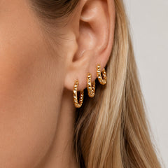 18K Gold-Plated Textured Huggie Hoop Earrings