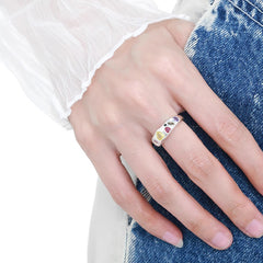 Nadine Organic Pavé Heart Adjustable Ring