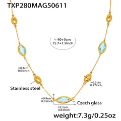 Faceted Glass Accent Link Necklace