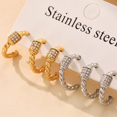Cubic Zirconia Twisted Hoop Earrings