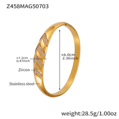 18K Gold-Plated Geometric Cubic Zirconia Bangles