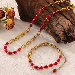 Red Agate and Garnet Bracelet or Necklace