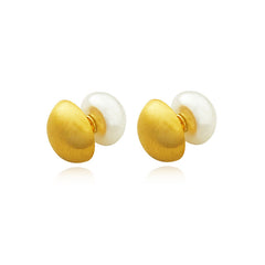 Camille Brushed Pearl Stud Earrings