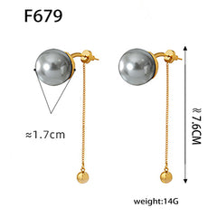 Gray Pearl-Look Stainless Steel Earrings
