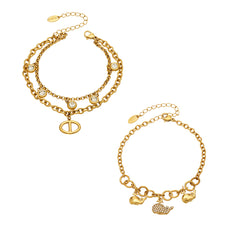 Dolphin Charm and Layered Cubic Zirconia Bracelets
