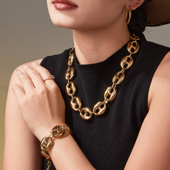 Coffee Bean Link Necklace & Bracelet