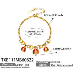18K Gold-Plated Enamel Ladybug Jewelry