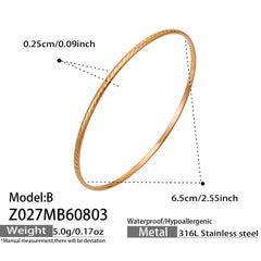 18K Gold-Plated Smooth or Diagonal Texture Bangle
