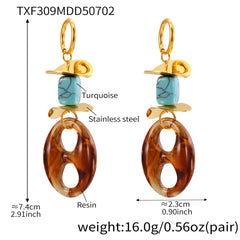 Gold-Tone Resin Oval Link Drop Earrings