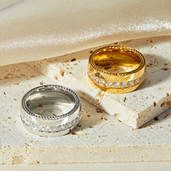 Textured Sparkling Band Ring