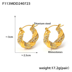 Twisted Cubic Zirconia U-Hoop Earrings