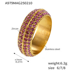 Color Cubic Zirconia Multi-Row Band Ring