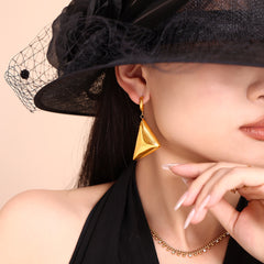 Gold-Tone Sculptural Triangle Drop Earrings