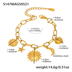 Gold-Tone Sun, Moon and Star Bracelet or Anklet
