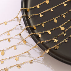 18K Gold-Plated Geometric Charm Necklace Designs