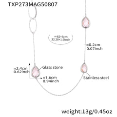 Faceted Glass Long Link Necklace