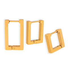 Geometric Rectangular Stainless Steel Hoop Earrings