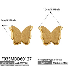 18K Gold-Plated Textured Butterfly Stud Earrings