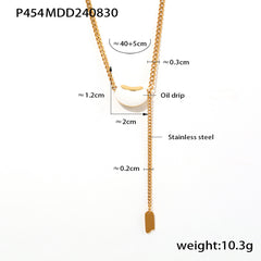 Enamel Bean Pendant Lariat Necklace