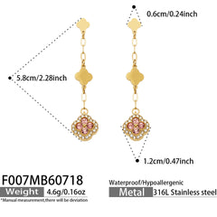 18K Gold-Plated Cubic Zirconia Flower Drop Earrings