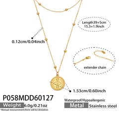 Layered Eye Coin Pendant Necklace