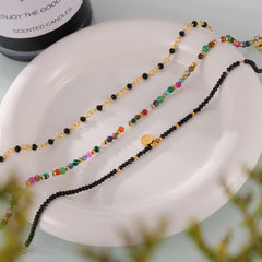 18K Gold-Plated Natural Stone Bead Anklet