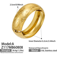 18K Gold-Plated Textured Wide Cuff Bracelet