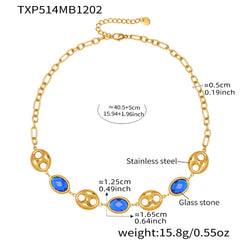 Oval Glass Accent Link Necklace or Bracelet