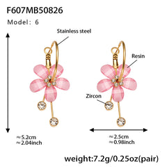 Color Resin Flower Drop Earrings