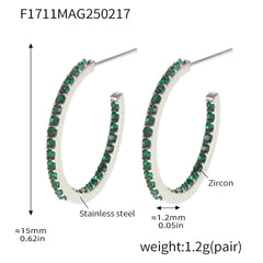 Cubic Zirconia Open Hoop Earrings
