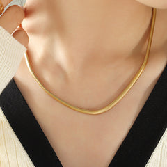 Minimal Flat Snake Chain Necklace
