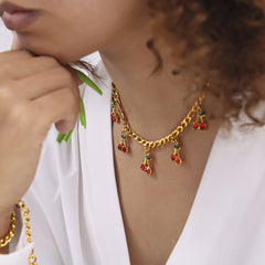 Cherry Glass Accent Necklace or Bracelet