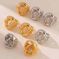 18K Gold-Plated Interlocking Oval Statement Ring