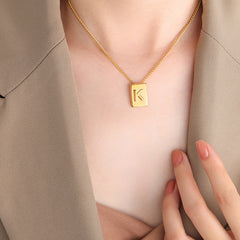 Gold-Tone Square Initial Pendant Necklace
