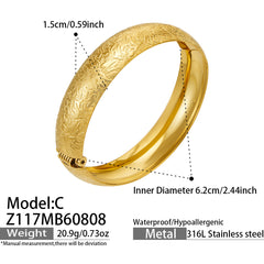 18K Gold-Plated Textured Wide Cuff Bracelet