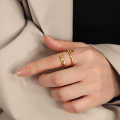 Gold-Tone and Silver-Tone Sculptural Open Ring