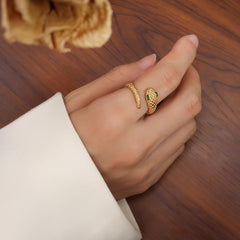 18K Gold-Plated Snake Texture Open Ring