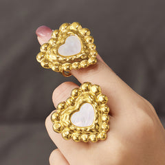 Gold-Tone Mother-of-Pearl Heart Ring
