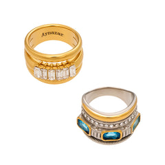 Layered Cubic Zirconia Statement Rings