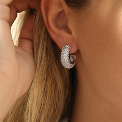 18K Gold-Plated Crossed Texture C-Hoop Earrings