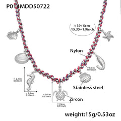 Kyanite Crescent & Ocean Charm Necklace & Bracelet