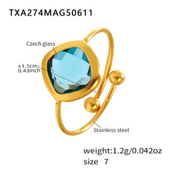 Colored Glass Geometric Open Ring