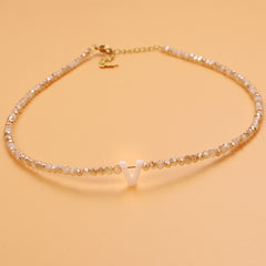 Dainty Stone Beaded Initial Necklace