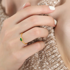 Colored Glass or Cubic Zirconia Accent Ring