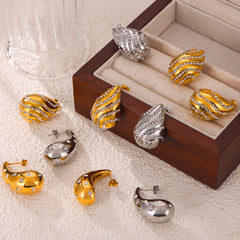 Stone-Accent Teardrop Stud Earrings