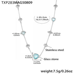 18K Gold-Plated Heart Glass Chain Necklace