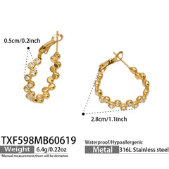 Cubic Zirconia Open Ring & Hoop Earrings